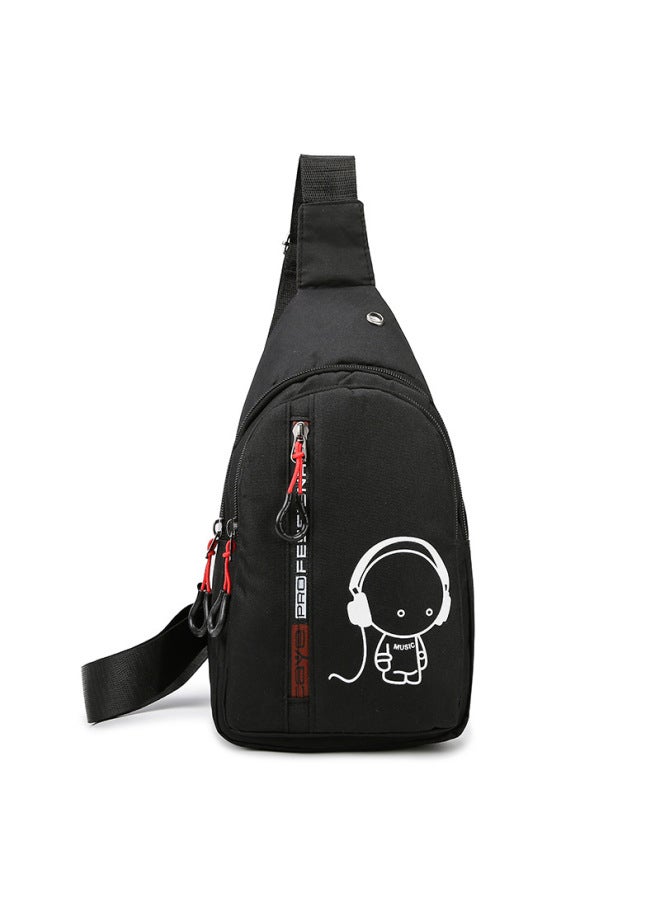 Men's Running Chest Bag 2024 Outdoor Sports Night Glow Casual Waterproof Crossbody Bag Street Trend Nylon Pure Color Daily Match-Color:letter  Gray - Image 2